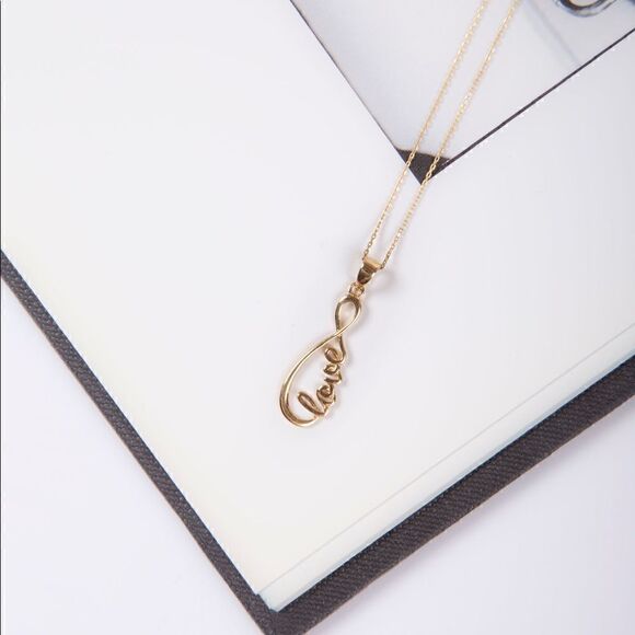 Infinity love 14k solid gold pendant perfect gift real gold infinity love charm - Picture 3 of 4